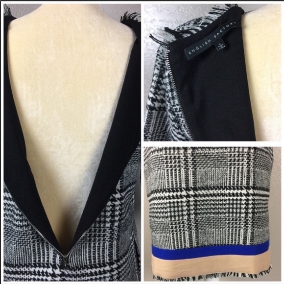 English Factory Herringbone Tweed Lined Dress Size 8 Retail Value $168 SALE - Picture 8 of 9